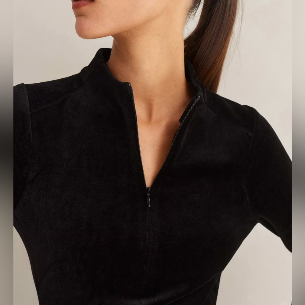 ME+EM Perfect Simplicity Stretch Velvet Black Maxi Dress | Sz 10 - Picture 6 of 15